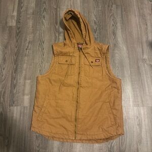 Casual Tan Hooded Vest with Pockets